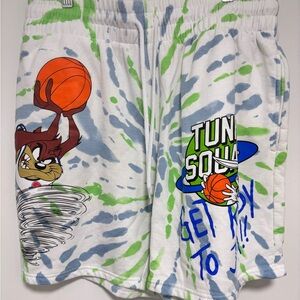 Women's Athletic Shorts - White with Green and Blue
